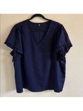Plus - VNeck Short Sleeve Blouse - 4X